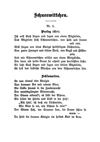 Reinecke: Schneewittchen op. 133 Textbuch