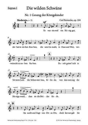 Reinecke: Die wilden Schwäne op. 164 Stimmensatz: Sopran-I, Sopran-II, Alt